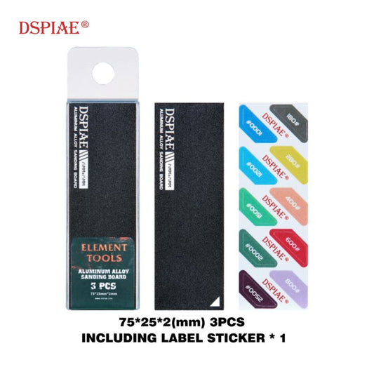 DSPIAE AS-BK25 Aluminum Alloy Sanding Board (Black) 3 pcs