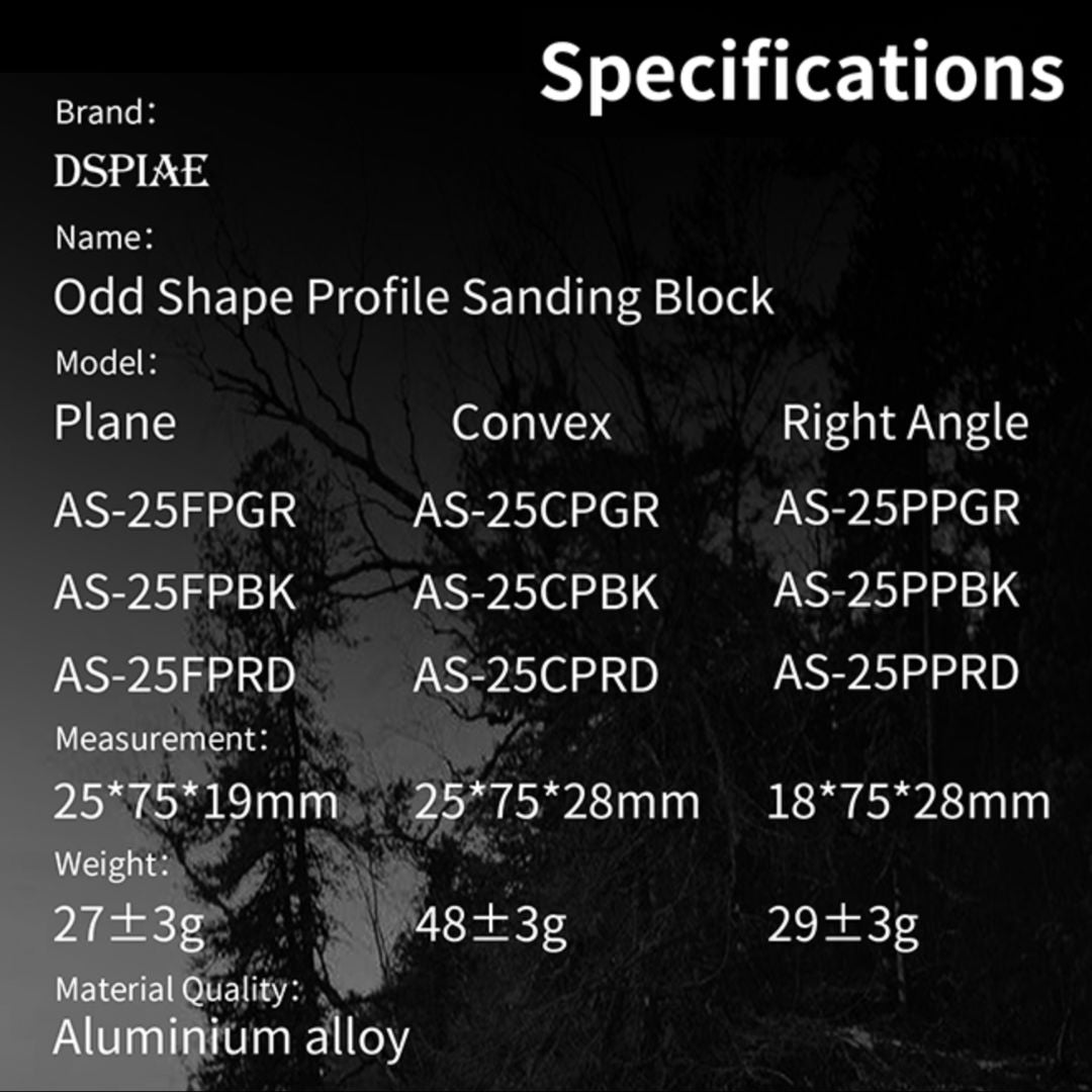 DSPIAE AS-25CPBK Curve Sandpaper Holder Black