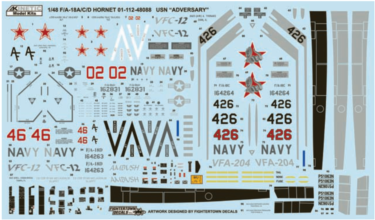 1/48 F/A-18A/C/D Aggressor VFC-12 & VFA-204 (KINETIC K48088)