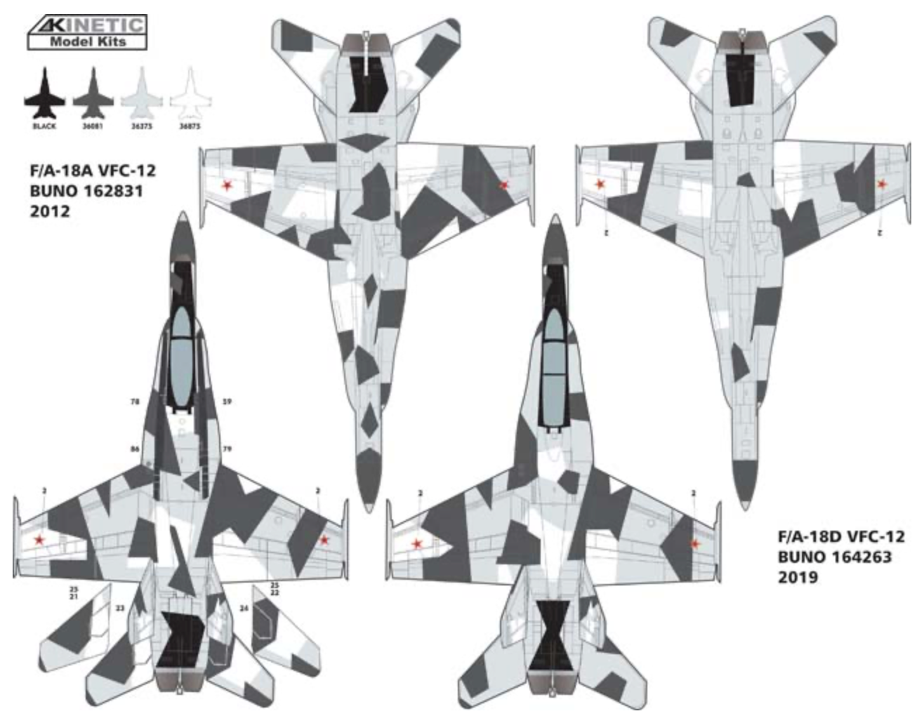 1/48 F/A-18A/C/D Aggressor VFC-12 & VFA-204 (KINETIC K48088)