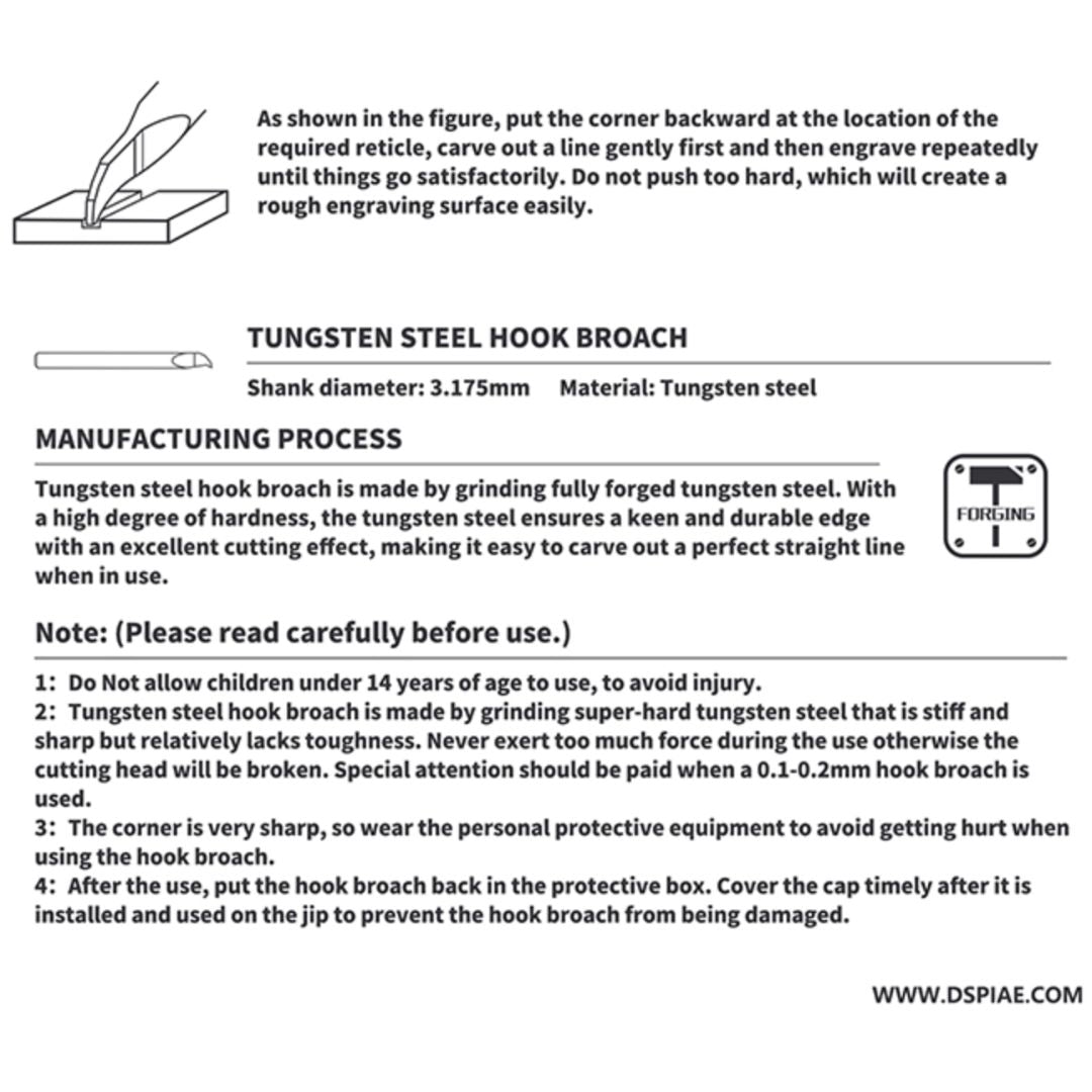 DSPIAE HC-03 TUNGSTEN Hook Broach  0.3