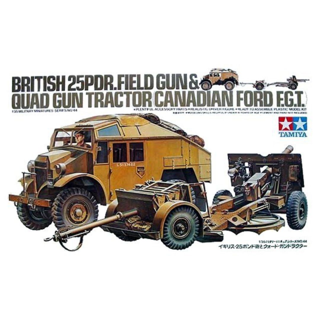 TAMIYA 1/35 British 25 PDR Field Gun & Quad Gun Tractor (35044)