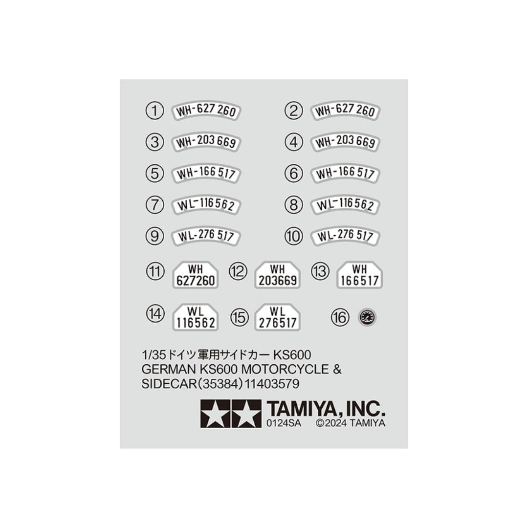 TAMIYA 1/35 German KS600 Motorcycle & Sidecar (35384)