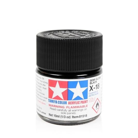 TAMIYA Acrylic Mini X-18 Semi Gloss Black 10ml #81518