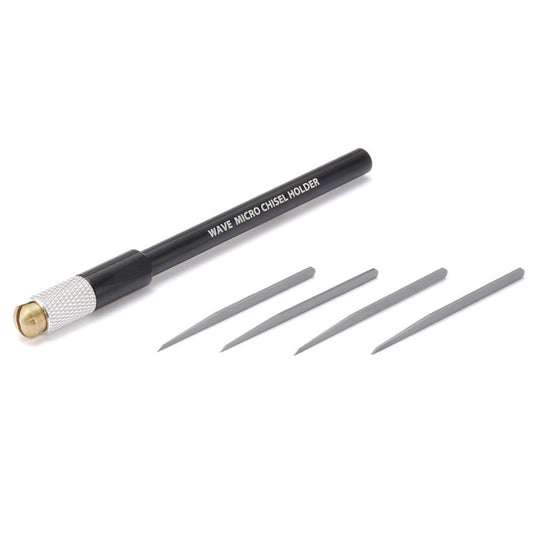 WAVE HT556 HG Micro Chisel Set 4 Blades (0.1/0.2/0.3/0.5) + Grip (Black)