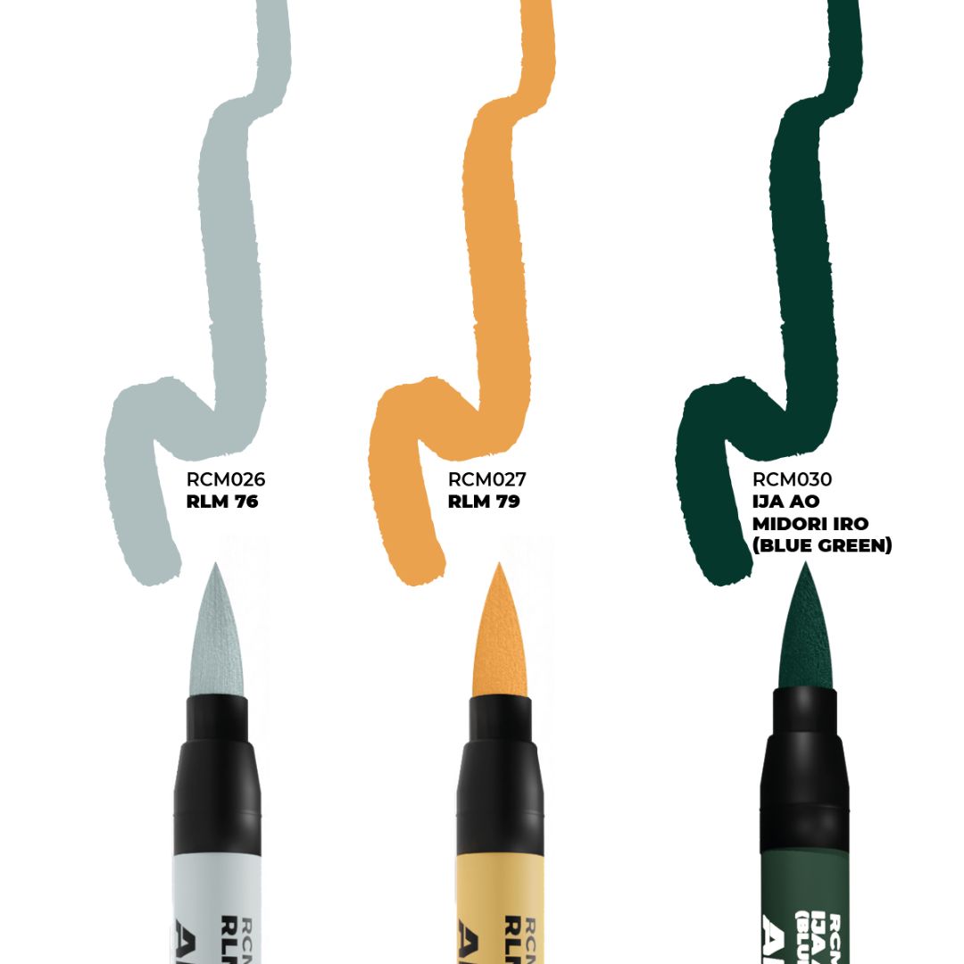 AK Interactive Real Colors Markers Set RCM111 - WWII Axis Aircraft Squiggle Camouflage Colors