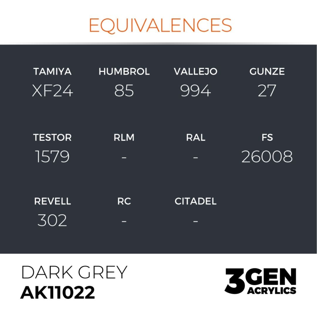 AK Interactive 3 Gen Acrylics AK11022 Dark Grey 17ml