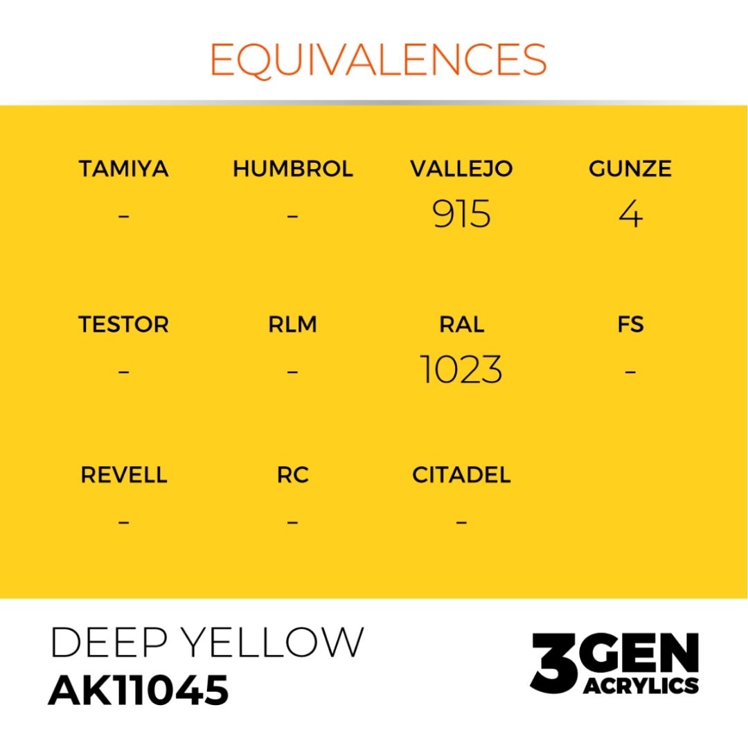 AK Interactive 3 Gen Acrylics AK11045 Deep Yellow 17ml