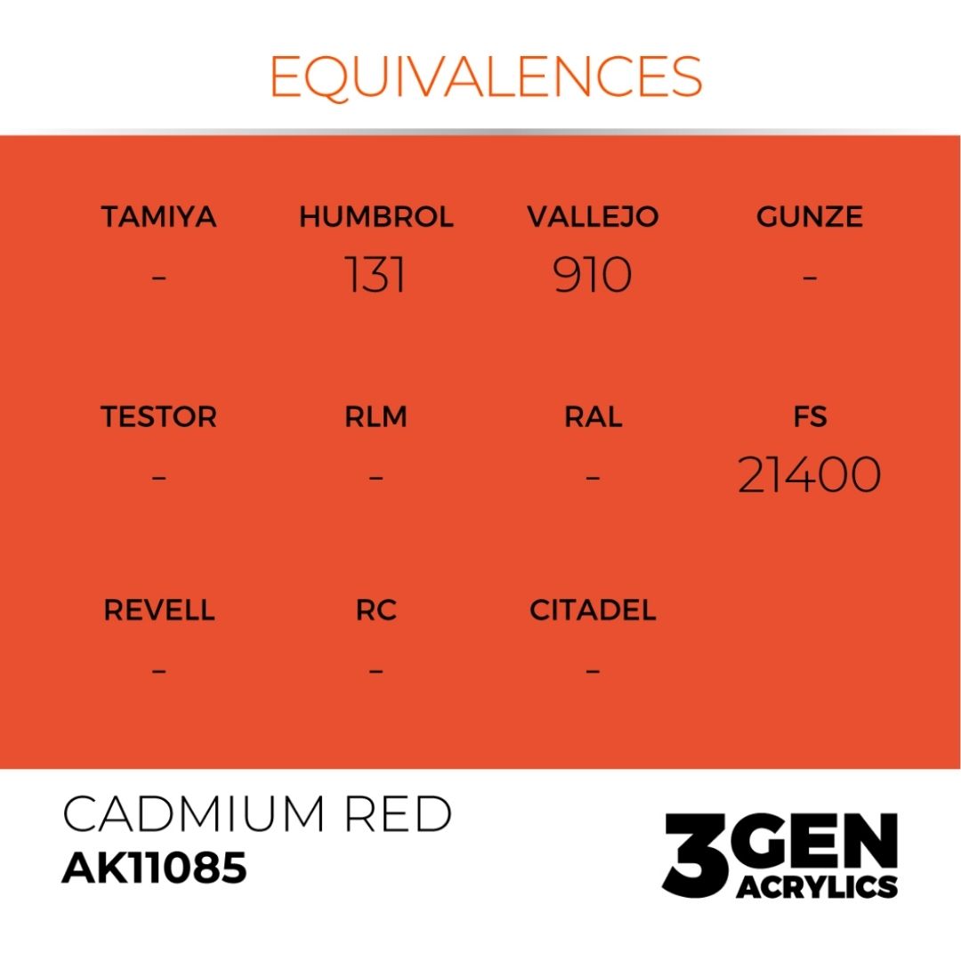 AK Interactive 3 Gen Acrylics AK11085 Cadmium Red 17ml