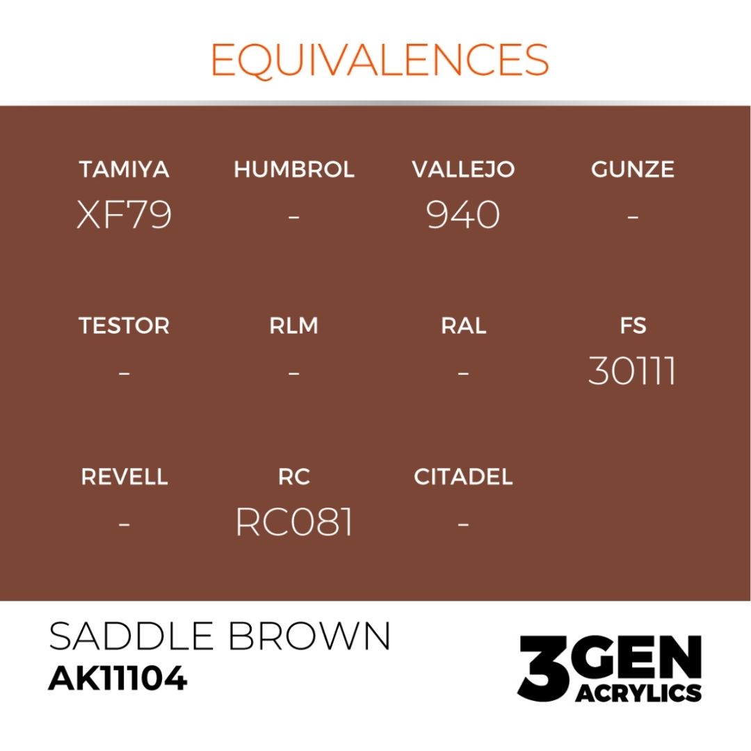 AK Interactive 3 Gen Acrylics AK11104 Saddle Brown 17ml