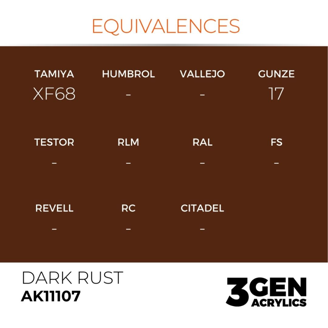AK Interactive 3 Gen Acrylics AK11107 Dark Rust 17ml