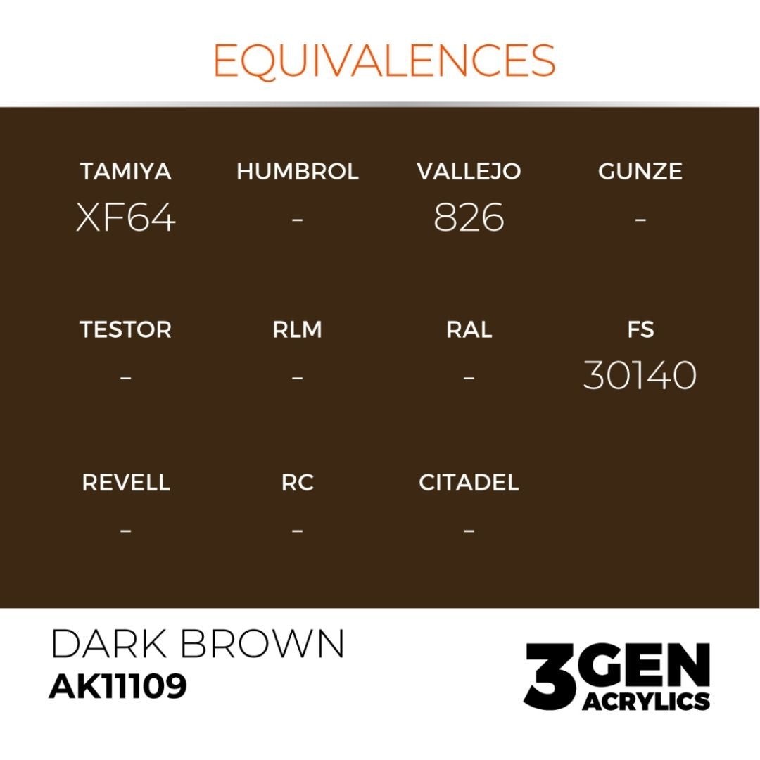 AK Interactive 3 Gen Acrylics AK11109 Dark Brown 17ml