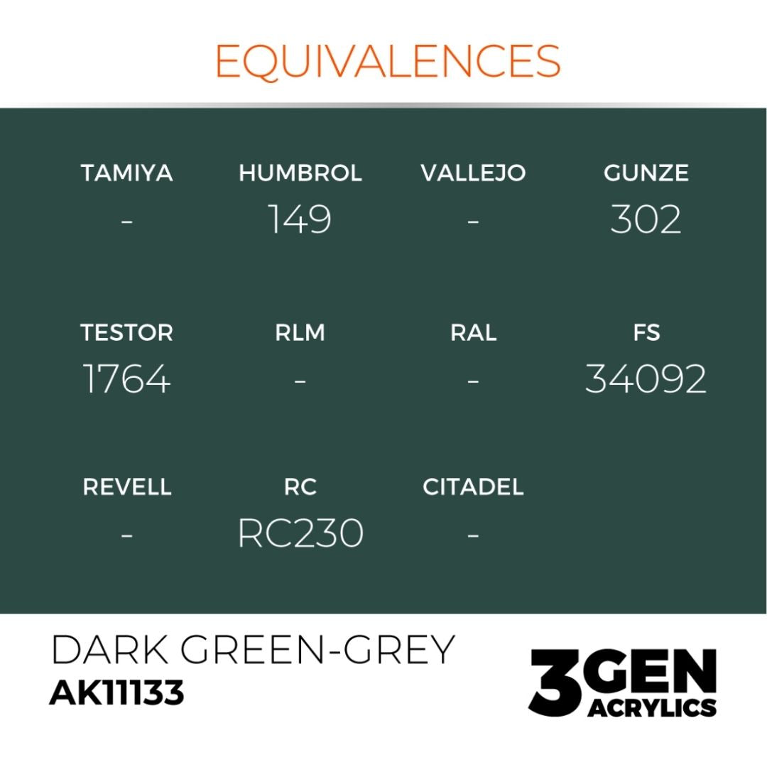 AK Interactive 3 Gen Acrylics AK11133 Dark Green-Grey 17ml