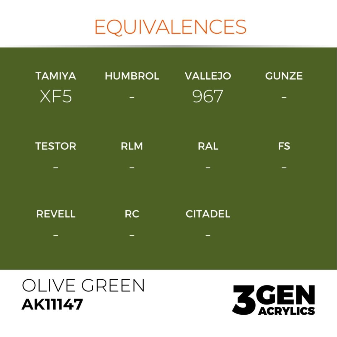 AK Interactive 3 Gen Acrylics AK11147 Olive Green 17ml