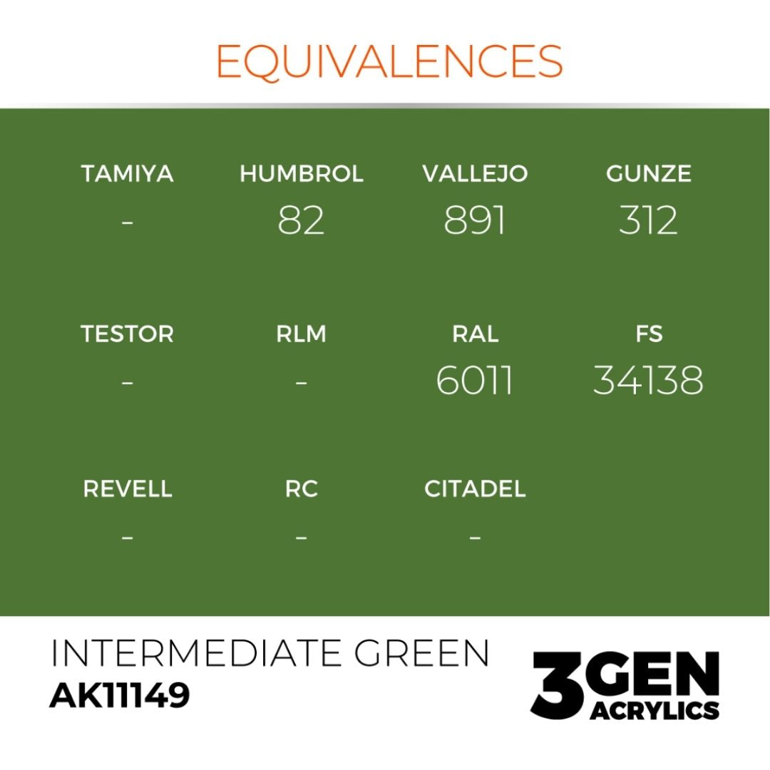 AK Interactive 3 Gen Acrylics AK11149 Intermediate Green 17ml