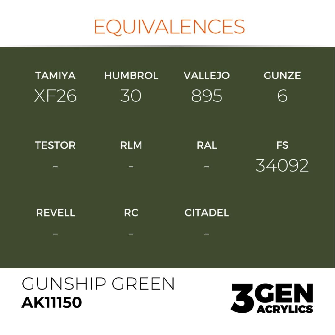 AK Interactive 3 Gen Acrylics AK11150 Gunship Green 17ml