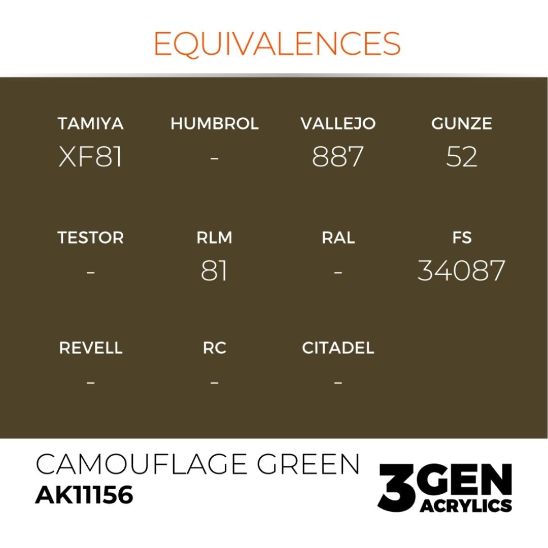 AK Interactive 3 Gen Acrylics AK11156 Camouflage Green 17ml