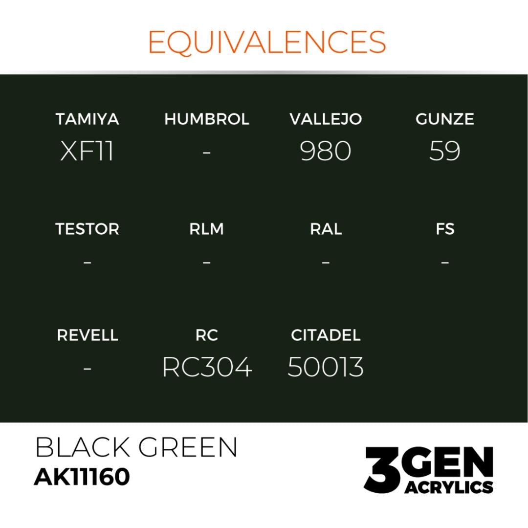 AK Interactive 3 Gen Acrylics AK11160 Black Green 17ml