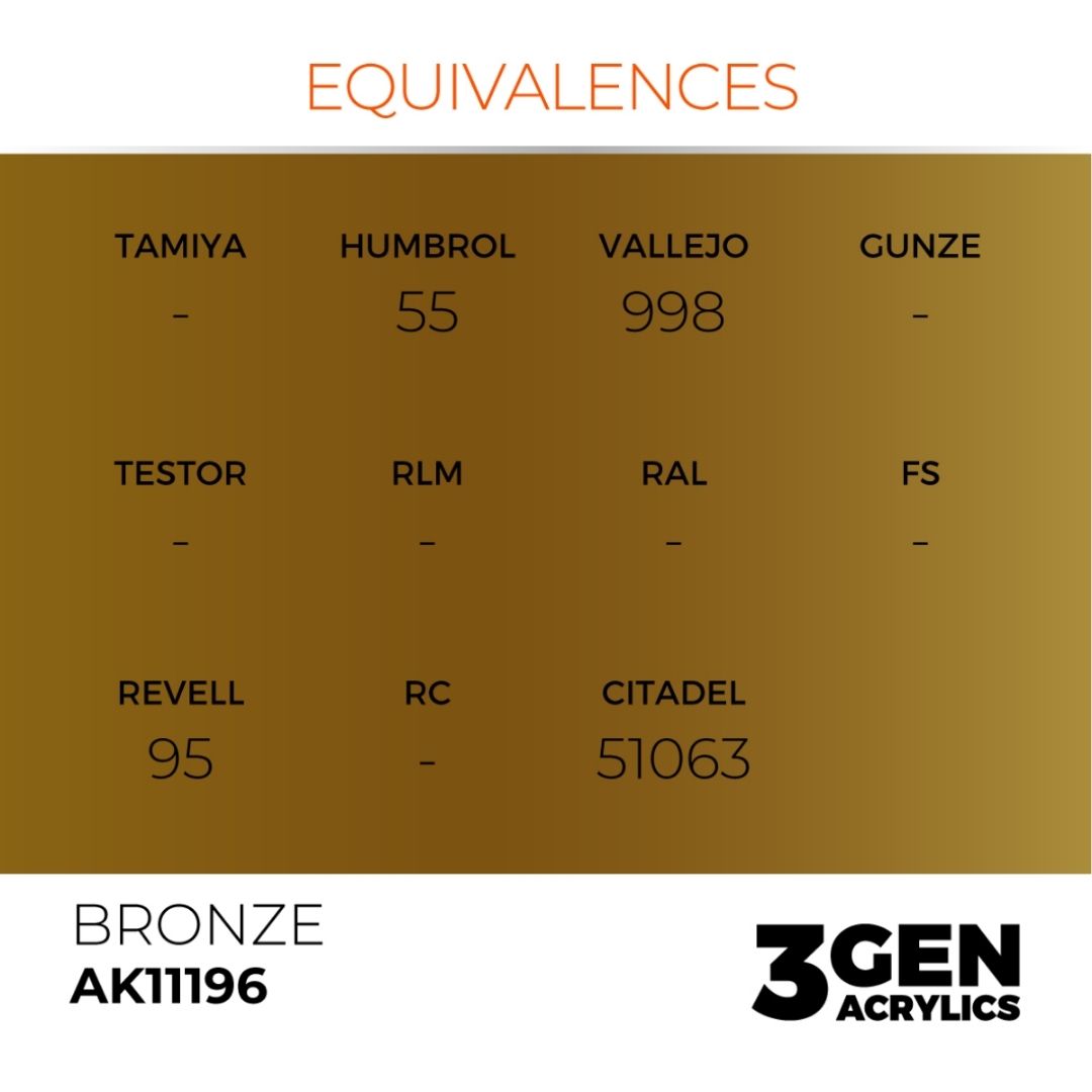 AK Interactive 3 Gen Acrylics AK11196 Bronze 17ml