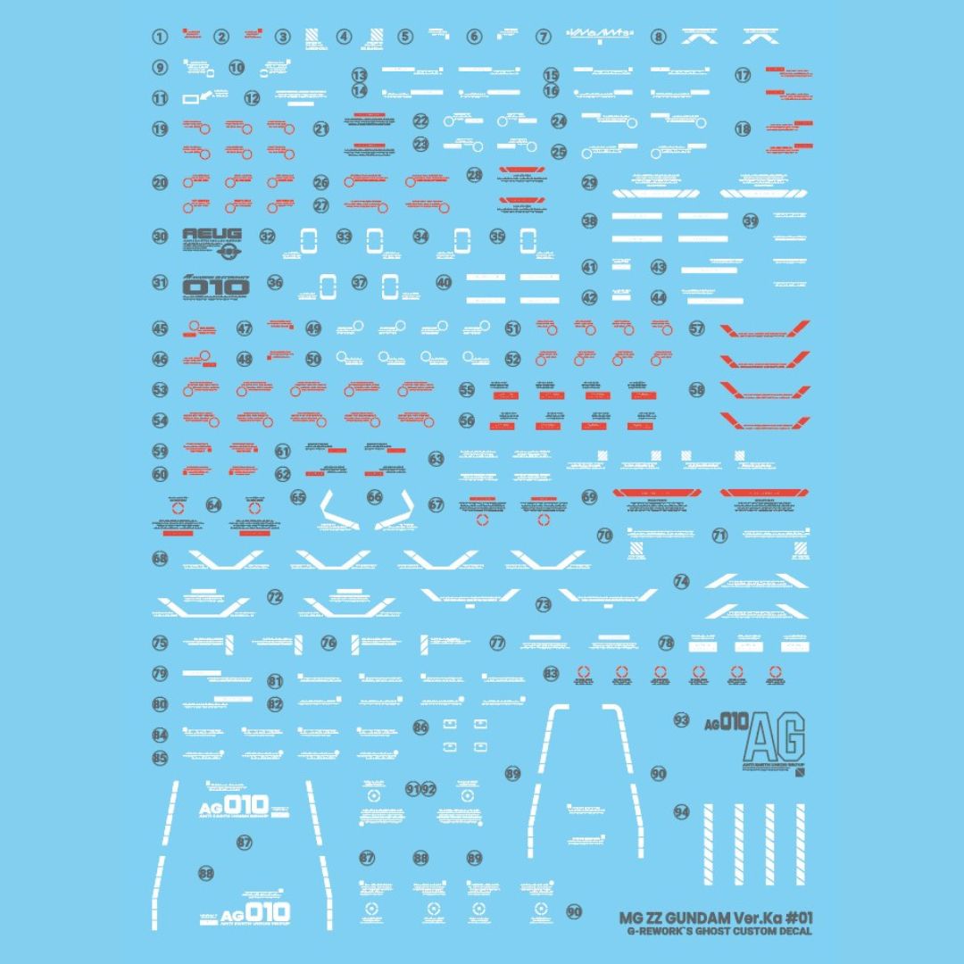 G-Rework Decal - [MG] MSZ-010 ZZ GUNDAM VER KA & ENHANCED PARTS