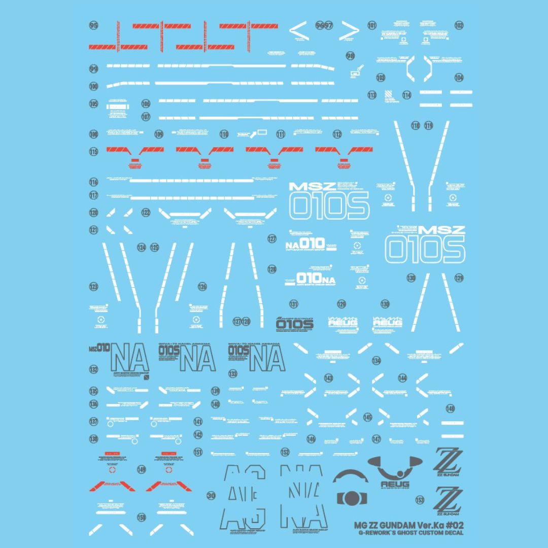 G-Rework Decal - [MG] MSZ-010 ZZ GUNDAM VER KA & ENHANCED PARTS