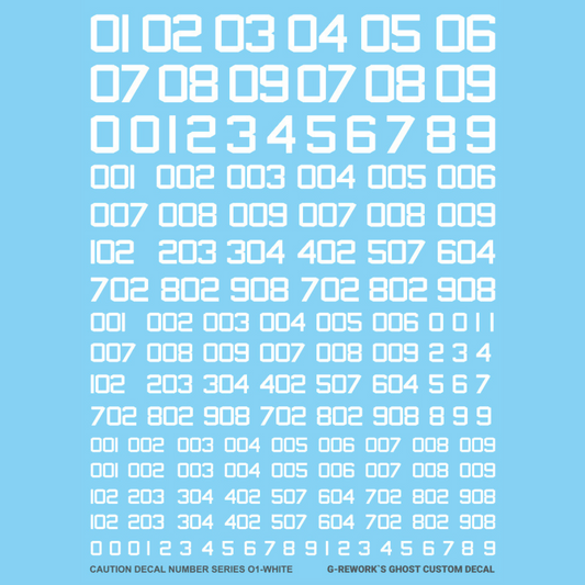 G-Rework Decal - CAUTION NUMBER 01 WHITE