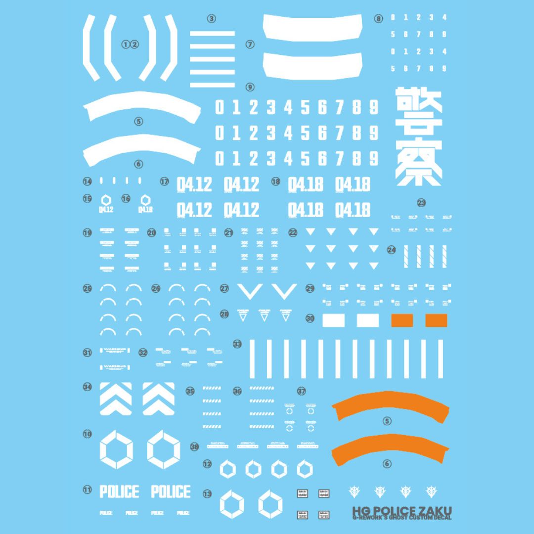 G-Rework Decal - [HG] GQUUUUUUX MS-06-SSP POLICE ZAKU