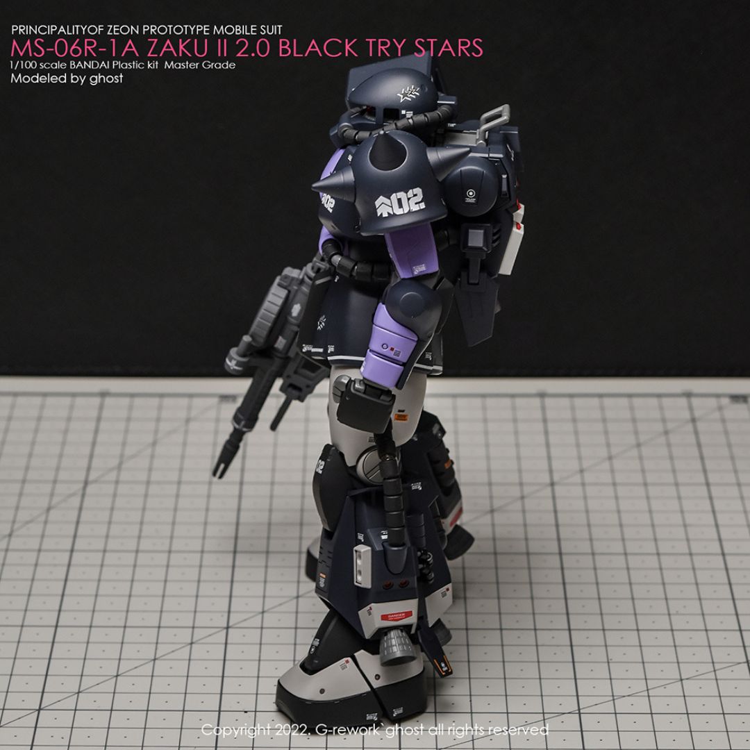 G-Rework Decal - [MG] MS-06R-1A ZAKU II BLACK TRY STARS