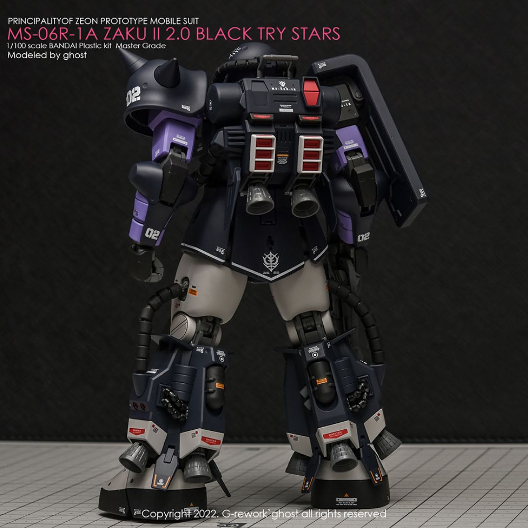 G-Rework Decal - [MG] MS-06R-1A ZAKU II BLACK TRY STARS
