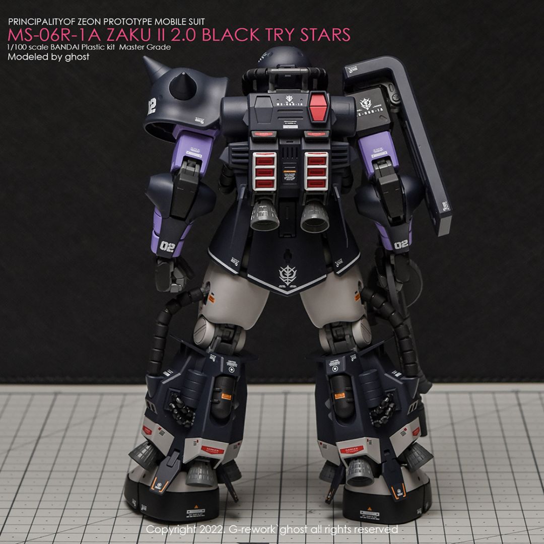 G-Rework Decal - [MG] MS-06R-1A ZAKU II BLACK TRY STARS