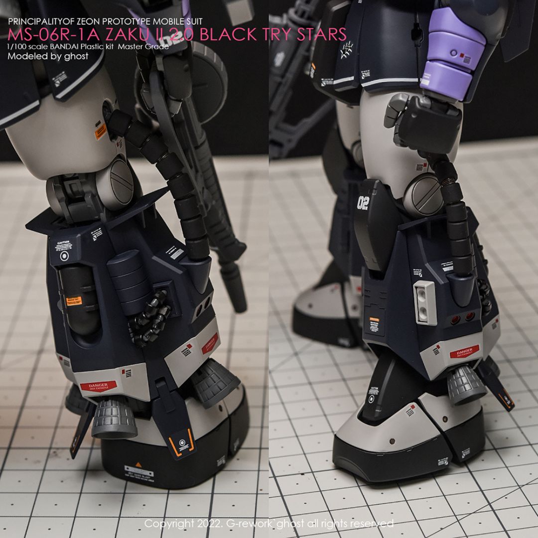 G-Rework Decal - [MG] MS-06R-1A ZAKU II BLACK TRY STARS
