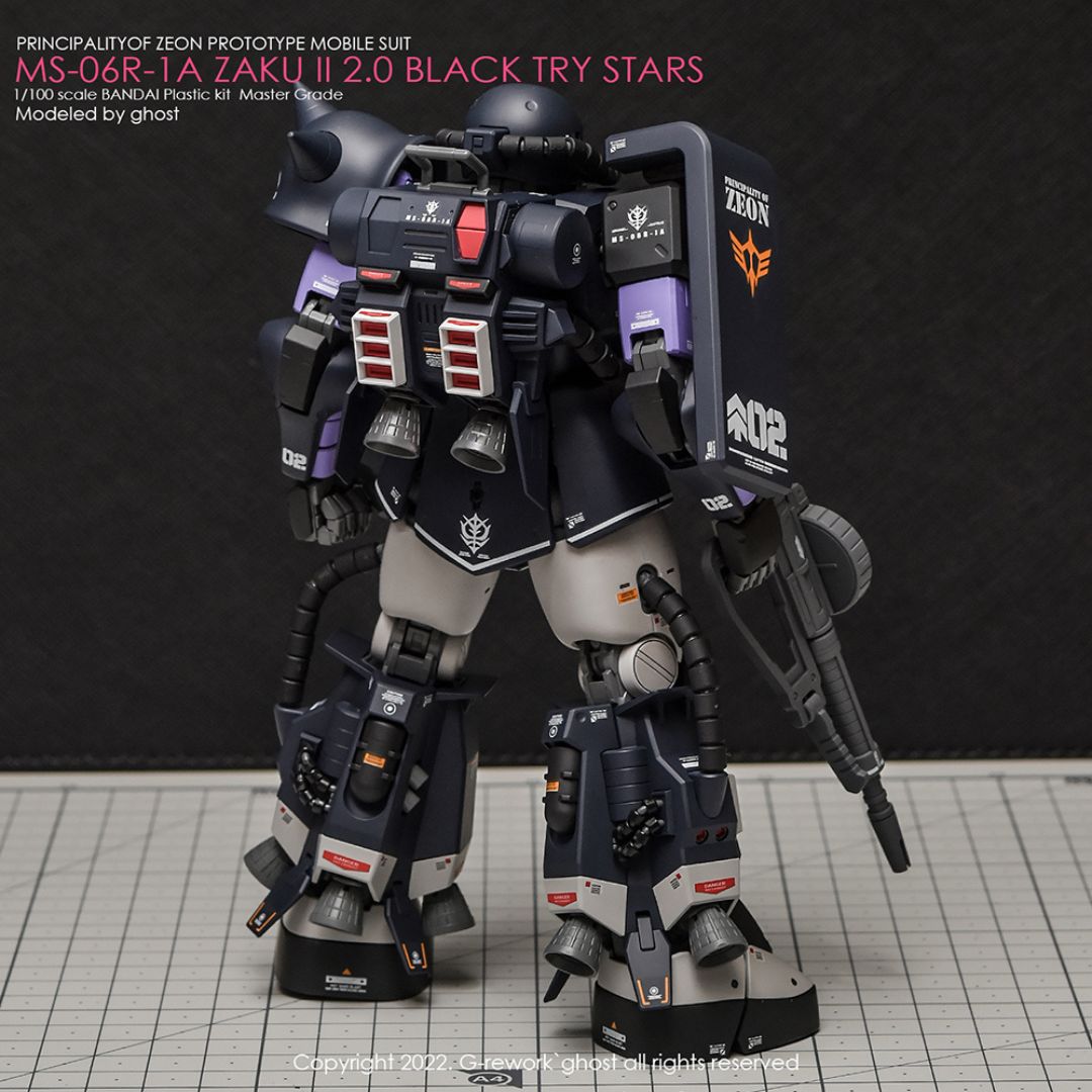 G-Rework Decal - [MG] MS-06R-1A ZAKU II BLACK TRY STARS