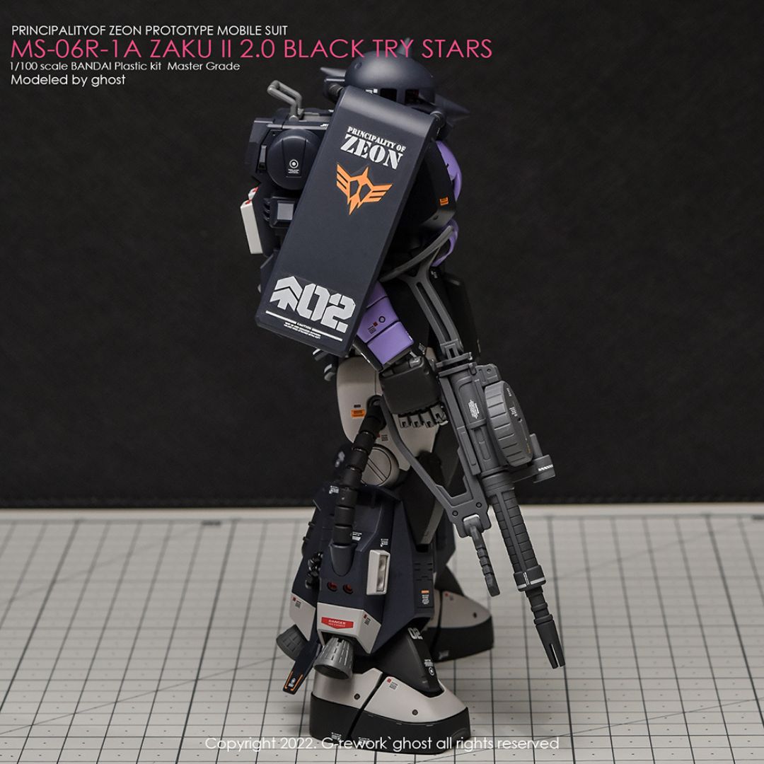 G-Rework Decal - [MG] MS-06R-1A ZAKU II BLACK TRY STARS