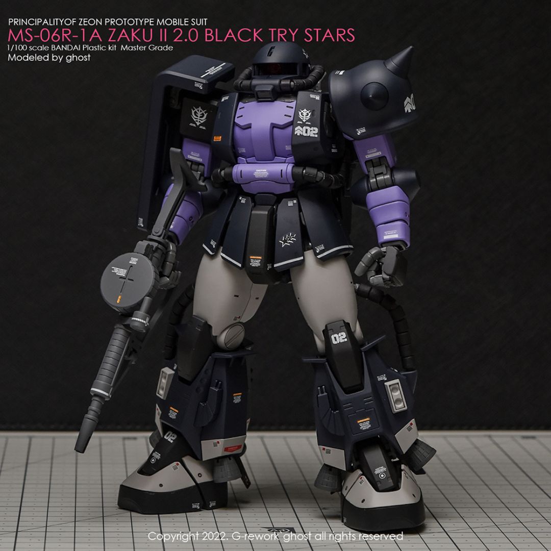 G-Rework Decal - [MG] MS-06R-1A ZAKU II BLACK TRY STARS