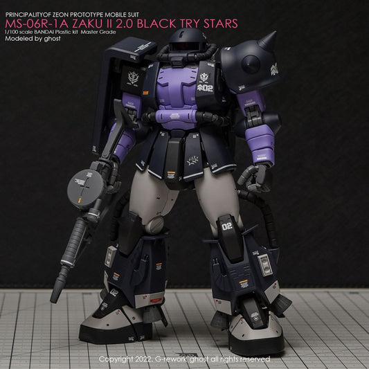 G-Rework Decal - [MG] MS-06R-1A ZAKU II BLACK TRY STARS