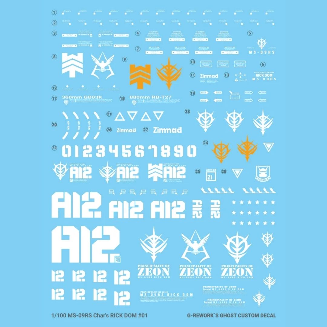 G-Rework Decal - [MG] MS-09RS RICK DOM 1.5 CHAR's VER.