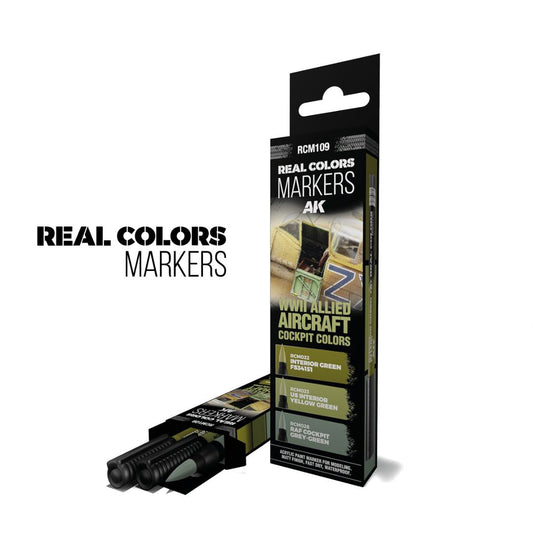 AK Interactive Real Colors Markers Set RCM109 - WWII Allied Aircraft Cockpit Colors