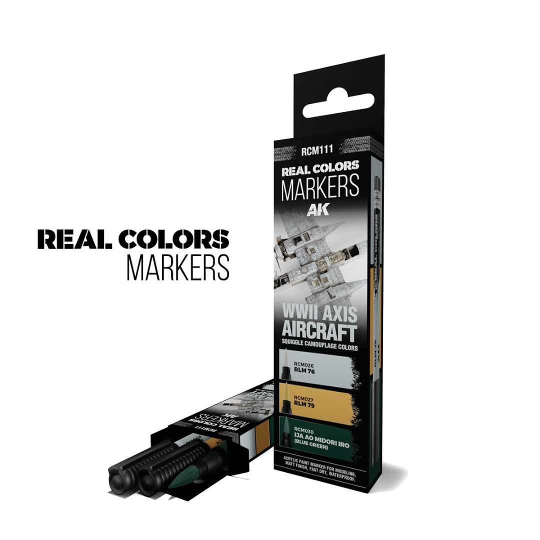 AK Interactive Real Colors Markers Set RCM111 - WWII Axis Aircraft Squiggle Camouflage Colors