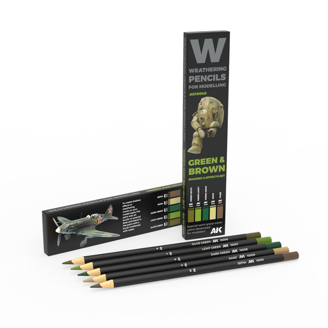AK Interactive Weathering Pencil Set AK10040 - Green And Brown Camouflages