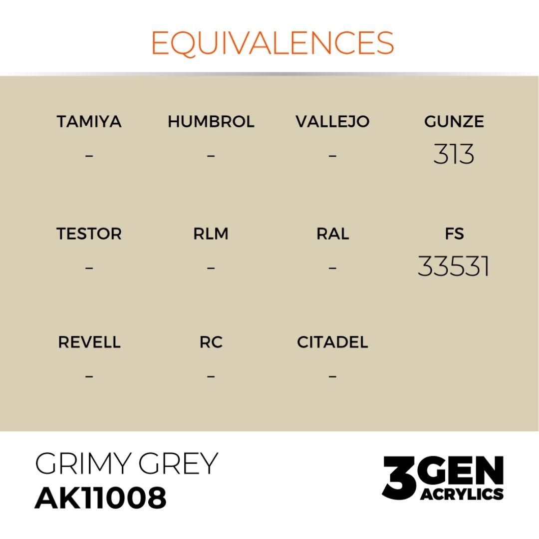 AK Interactive 3 Gen Acrylics AK11008 Grimy Grey 17ml