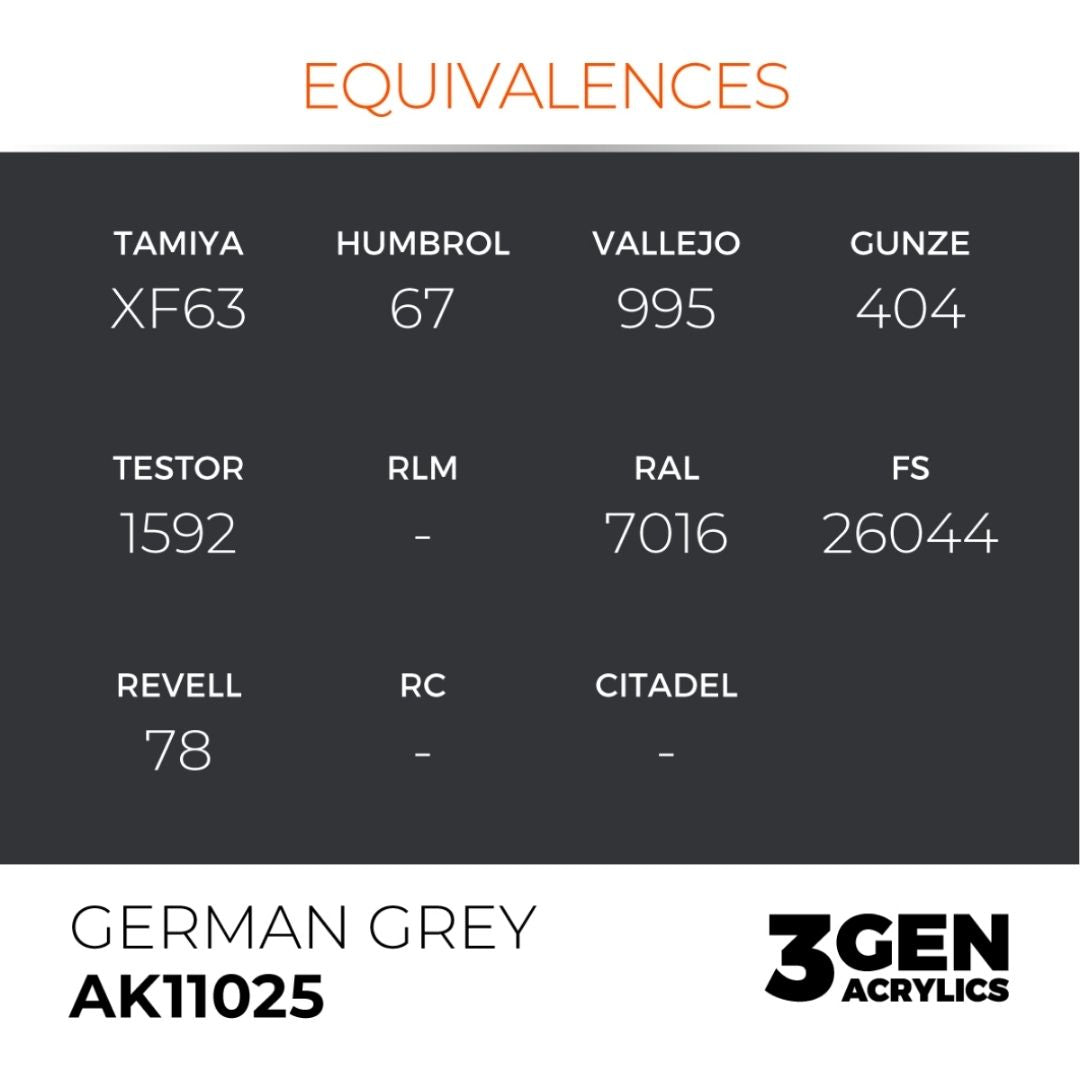 AK Interactive 3 Gen Acrylics AK11025 German Grey 17ml