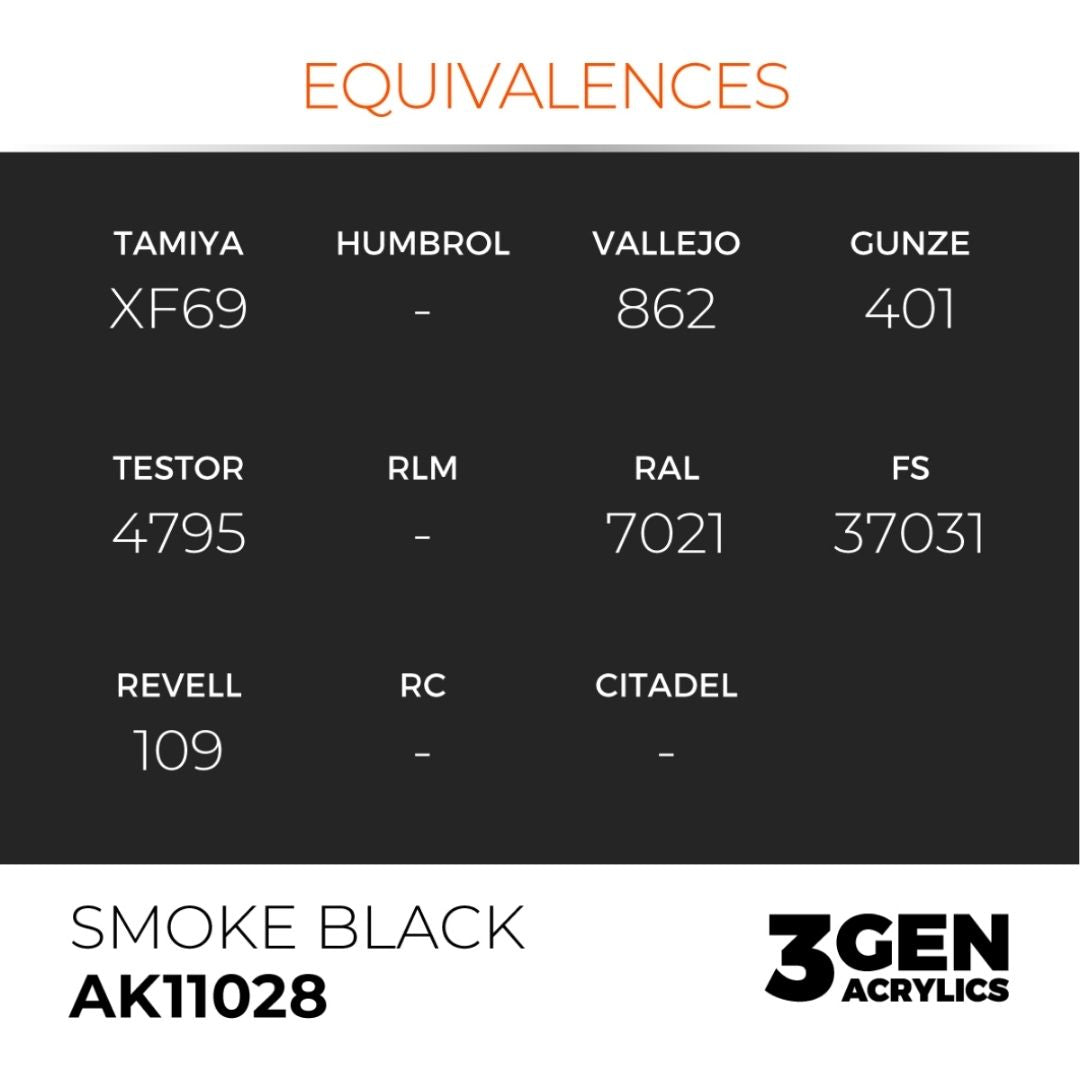 AK Interactive 3 Gen Acrylics AK11028 Smoke Black 17ml