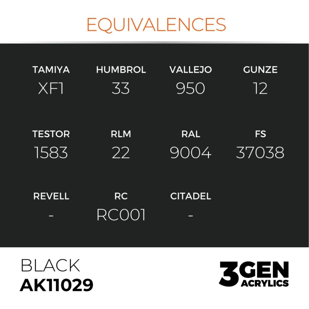 AK Interactive 3 Gen Acrylics AK11029 Black 17ml