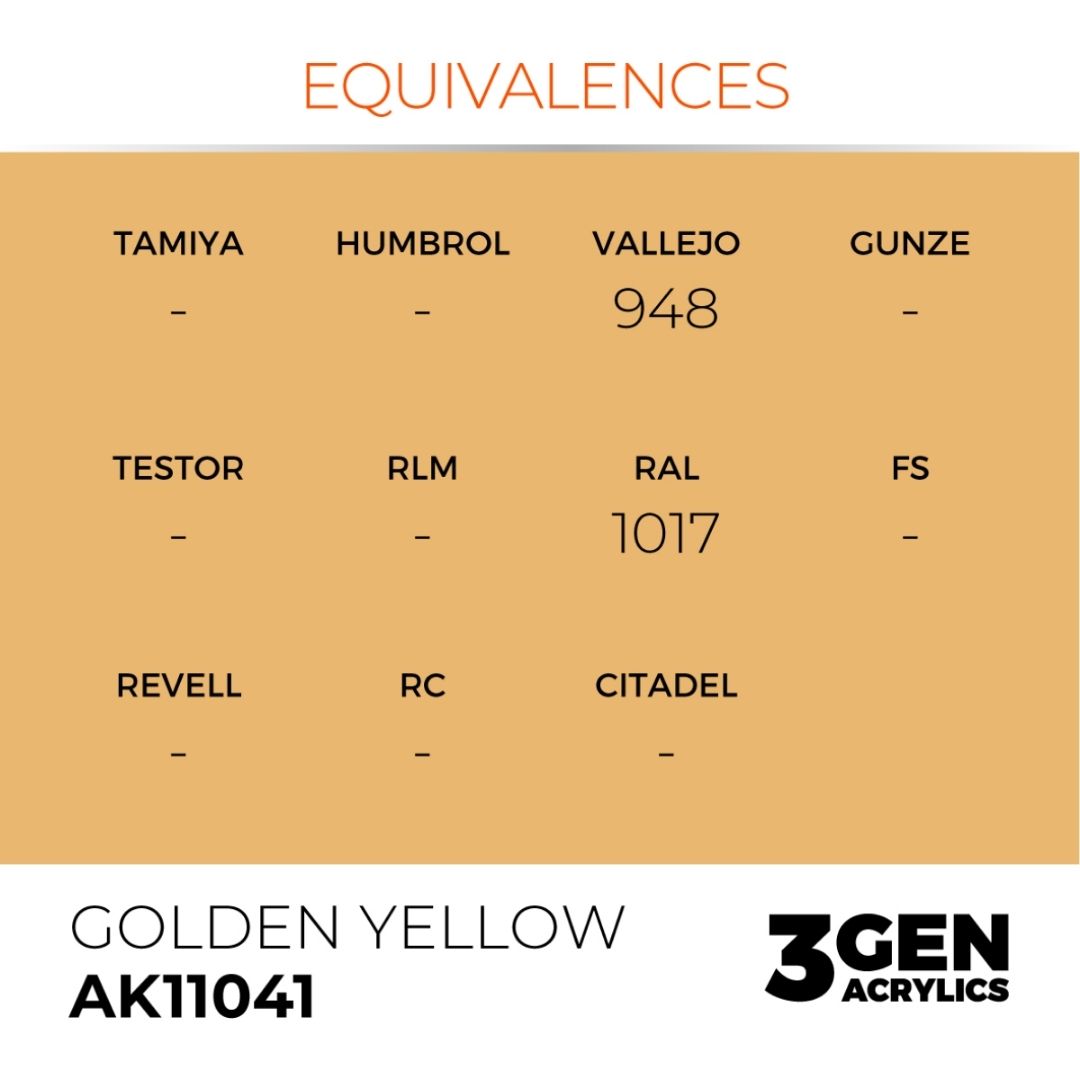 AK Interactive 3 Gen Acrylics AK11041 Golden Yellow 17ml