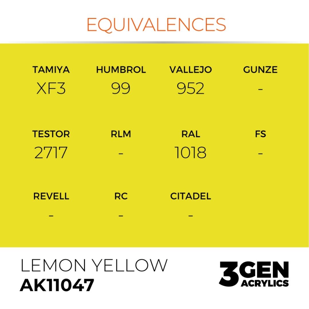 AK Interactive 3 Gen Acrylics AK11047 Lemon Yellow 17ml