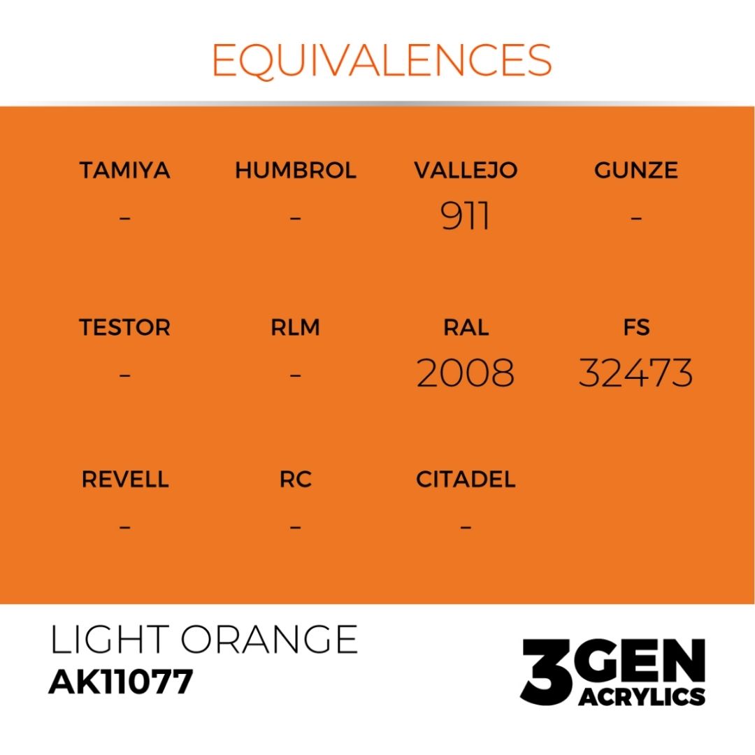 AK Interactive 3 Gen Acrylics AK11077 Light Orange 17ml