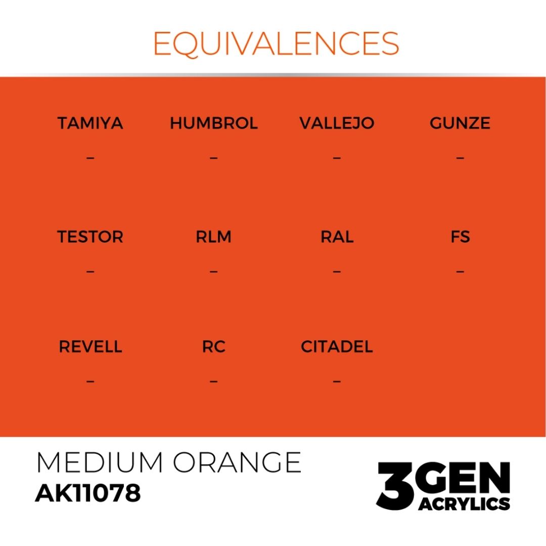 AK Interactive 3 Gen Acrylics AK11078 Medium Orange 17ml