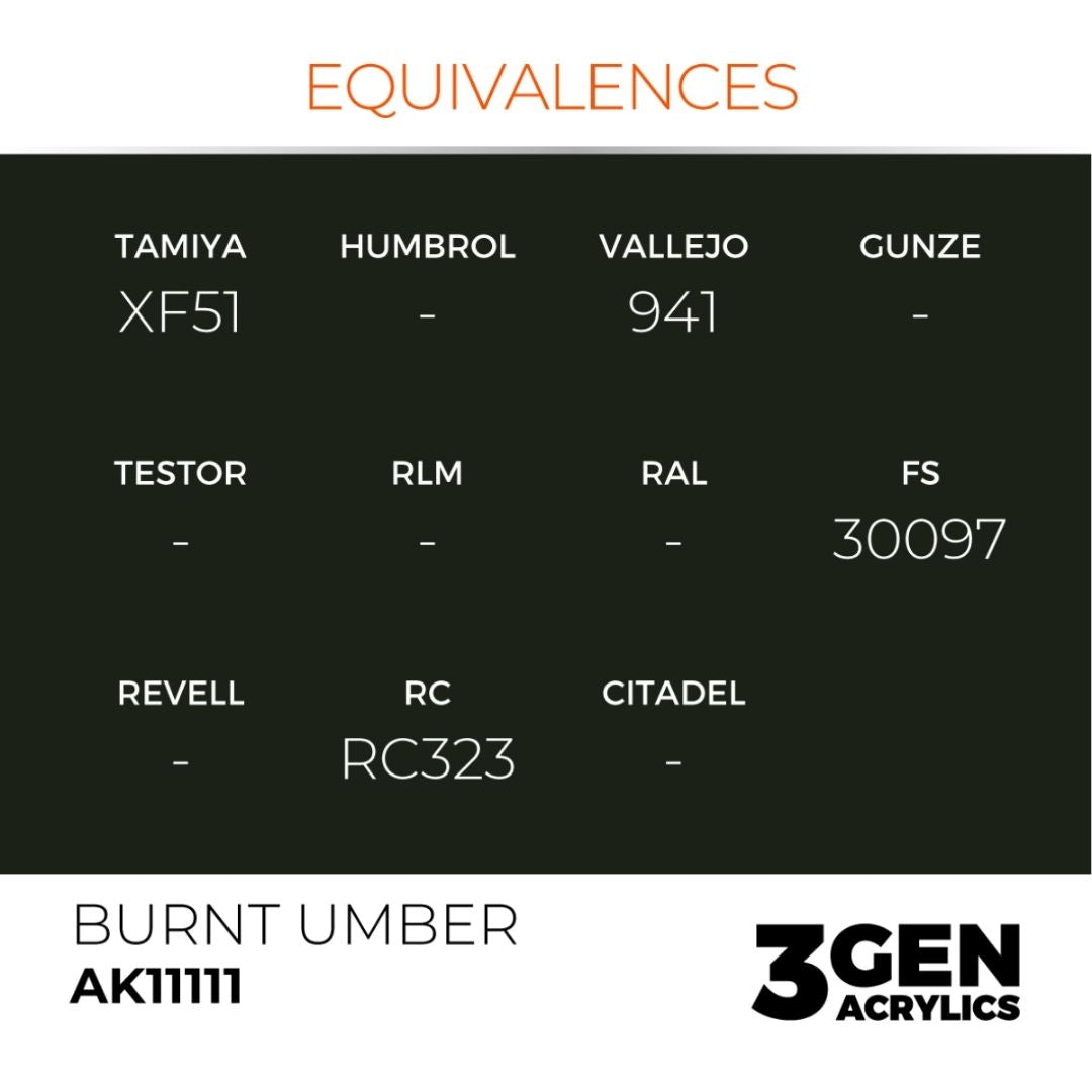 AK Interactive 3 Gen Acrylics AK11111 Burnt Umber 17ml