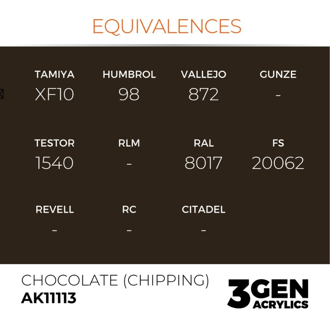 AK Interactive 3 Gen Acrylics AK11113 Chocolate (Chipping) 17ml