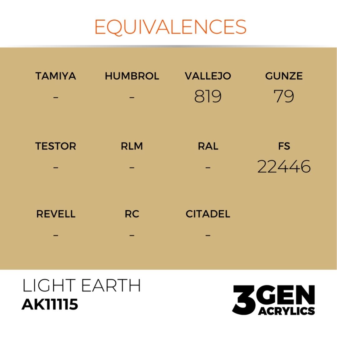 AK Interactive 3 Gen Acrylics AK11115 Light Earth 17ml